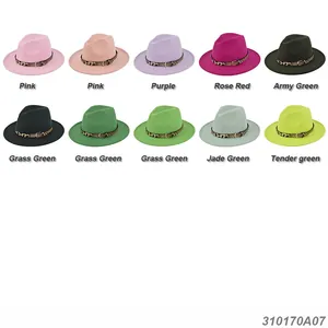 Classici cappelli fedora in feltro con cinture leopardate in vari colori per uomo e donna