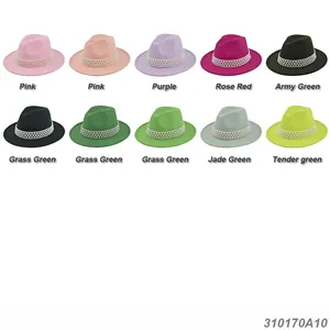 Wide brim wool fedora hats for men and women featuring elegant triple-row pearl decorative bands