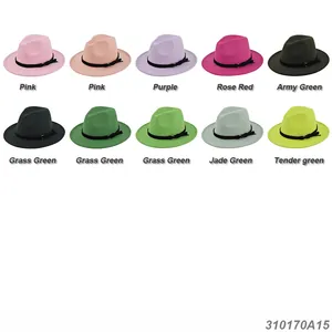 Classic wool fedora hats with suede belts in multiple colors for men and women
