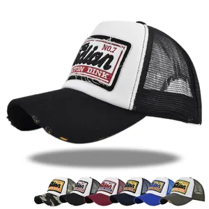 Distressed Vintage Trucker Hat Mesh Baseball Cap With Indian No.7 Embroidery Patch Adjustable Sun Hat For Men Women