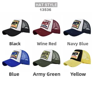 Multiple colors of Western vintage patch mesh trucker caps with breathable backing