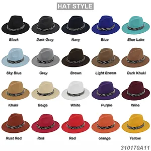 Collection of wide brim wool fedora hats with pearl band in twenty vibrant colors