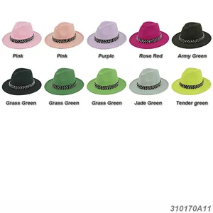 Classic wide brim fedora wool felt hats in multiple colors with studded decorative band