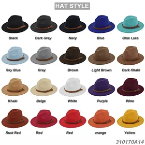 Klassieke Fedora-hoeden in 20 kleuren met lederen band voor heren en dames