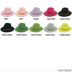 Collectie kleurrijke vilten fedora hoeden met kunstlederen riemen voor dames en heren