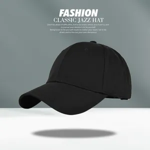 Detailed view of 6-panel black cotton canvas baseball cap with reinforced stitching