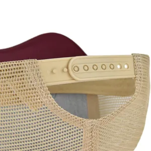 Detail view of the breathable mesh back and adjustable snapback closure on the baseball cap