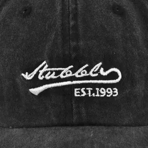 Classic black embroidered baseball cap with white 3D Stubble EST.1993 stitching