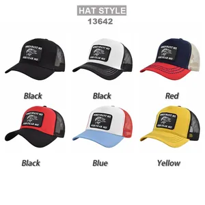 Multiple colors of mesh trucker hats with Women Want Me Fish Fear Me patch design