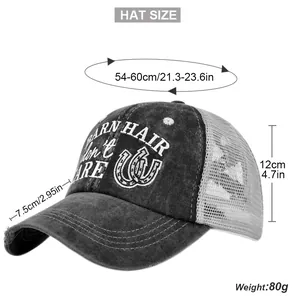 Tableau des tailles pour casquette queue de cheval avec circonférence de 54-60cm
