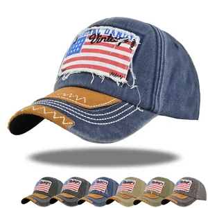 Berretto da Baseball Ricamato con Bandiera Americana Vintage in Cotone Lavato Effetto Consunto Berretto con Visiera Patchwork per Uomo Donna Cappello da Sole Regolabile Retro