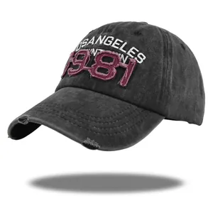 Vintage Los Angeles 1981 embroidered baseball cap with distressed details in charcoal gray