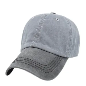 Casquette de baseball vintage en coton délavé gris bicolore avec texture vieillie