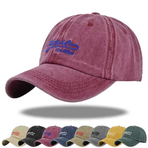 Vintage Washed Cotton Baseball Cap Embroidered Distressed Dad Hat Adjustable Sun Hat For Men Women Outdoor Casual Fashion Sport Cap