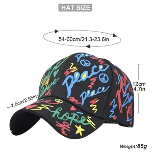Tabella taglie per cappello graffiti con misure di circonferenza, altezza e visiera