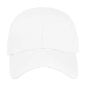 Detailed macro view of white cotton twill texture and stitching on a baseball cap