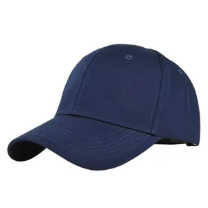 Classic 6-panel navy blue cotton twill baseball cap with curved brim and plain design