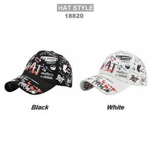 Berretti da baseball in mesh ricamati Route 66 in bianco e nero con disegni graffiti