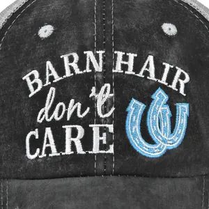 Casquette queue de cheval en coton délavé avec broderie BARN HAIR DON'T CARE