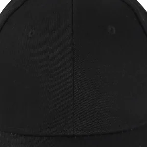 Classic black twill cotton baseball cap with reinforced stitching and breathable eyelets