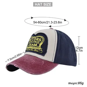 Size chart showing 54-60cm circumference for the vintage Motors Racing Team baseball cap