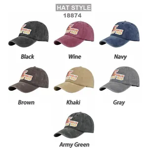 Cappelli da baseball in cotone lavato con toppe ricamate in sette colori diversi