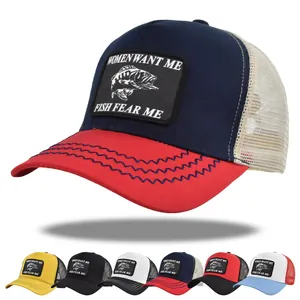 Women Want Me Fish Fear Me Fishing Trucker Hat Mesh Breathable Adjustable Baseball Cap Outdoor Sun Shade Snapback Hat