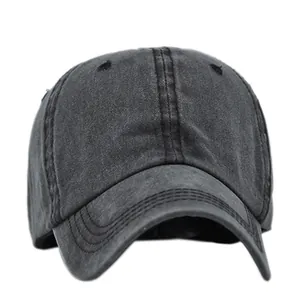 Berretto da baseball vintage grigio scuro lavato con effetto invecchiato e protezione solare