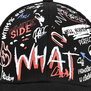 Cappellino da baseball nero stile graffiti con ricamo 3D Route 66 e retro a rete