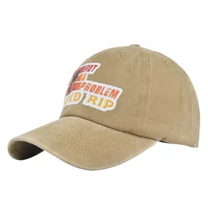 Berretto da baseball in cotone kaki lavato con grafica del tramonto arancione