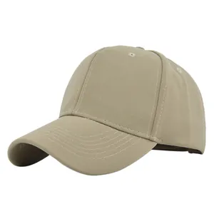 Casquette de baseball classique en coton beige avec panneaux structurés et visière courbée