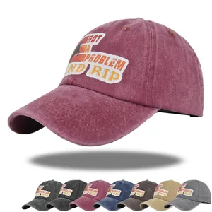 Berretto da Baseball in Cotone Lavato Vintage Distressed Retro Cowboy Cavallo Patch Ricamo Parasole Outdoor Traspirante Regolabile Dad Hat