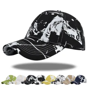 Tie Dye Graffiti Baseball Cap For Men Women Cotton Splatter Peaked Cap Adjustable Streetwear Fashion Sun Hat Trucker Cap