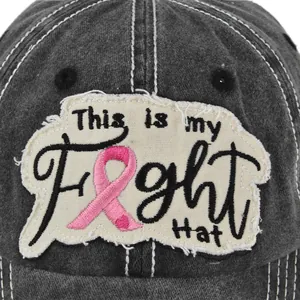 Gorra de béisbol gris oscuro lavada con bordado 3D y parche de This is my Fight Hat