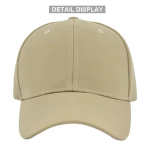 Détail de la casquette de baseball en coton kaki de haute qualité avec texture sergée