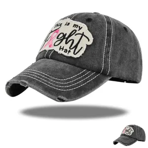 Gorra de Béisbol de Algodón Lavado Distressed Hombre Mujer Retro Parche Bordado Gorra Ajustable Exterior Hip Hop