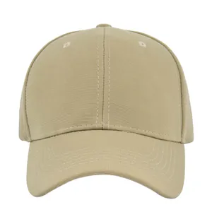 Casquette de baseball classique en coton beige avec six panneaux et visière incurvée