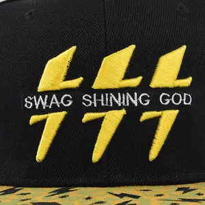 Casquette baseball noire Route 66 avec broderie jaune et texte Swag Shining God