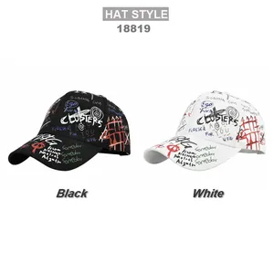 Graffiti style Route 66 embroidered mesh baseball caps in black and white colors