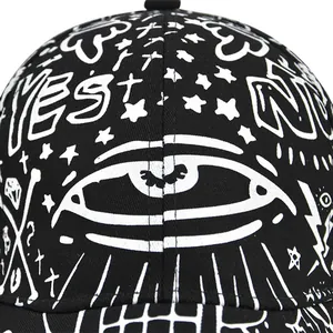 Berretto da baseball nero Route 66 con ricamo graffiti bianco e motivi in stile street