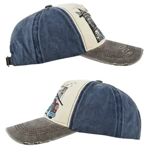 Detail of vintage American flag baseball cap with London print and adjustable buckle