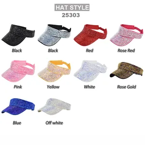 Sparkly rhinestone sun visor baseball caps in 10 colors for women's outdoor sports