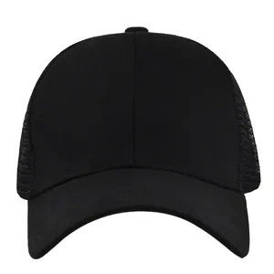 Casquette de camionneur noire classique avec filet respirant et visière courbée de soleil