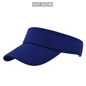 Detail view of breathable navy blue sun visor hat with premium mesh fabric for sports