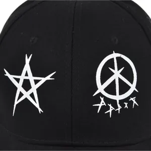Casquette baseball noire Route 66 en mesh avec broderie étoile 3D blanche sur sergé