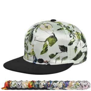 Tropical Floral Print Satin Snapback Hat For Men Women Adjustable Hip Hop Baseball Cap Summer Sun Protection Beach Headwear
