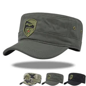 Unisex Militär Cadet Cap 3D Stickerei Adler Stern Tarnung Flache Mütze Verstellbare Baumwolle Patrol Hut Für Outdoor Sonnenschutz