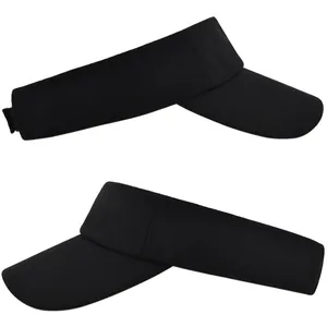 Detail of black breathable mesh sun visor with adjustable strap and long curved brim