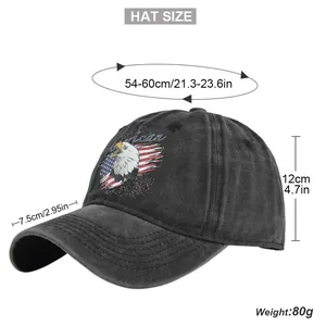 Detailed size chart for black eagle baseball cap showing 54-60cm head circumference