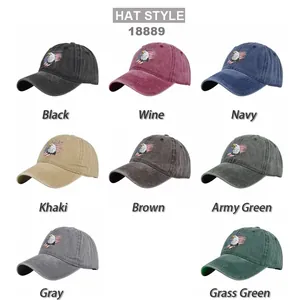 Vintage eagle embroidery baseball caps in eight washed cotton colors with US flag detail